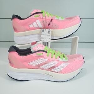 Adidas Adizero Boston 11 Beam Pink Green Bright Neon Running Sneakers Women 8.5